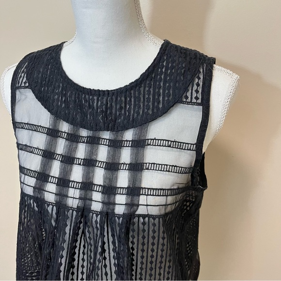 Madewell Sheer Black Sleeveless Babydoll Blouse - Picture 2 of 10